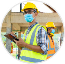 construction worker wearing a mask